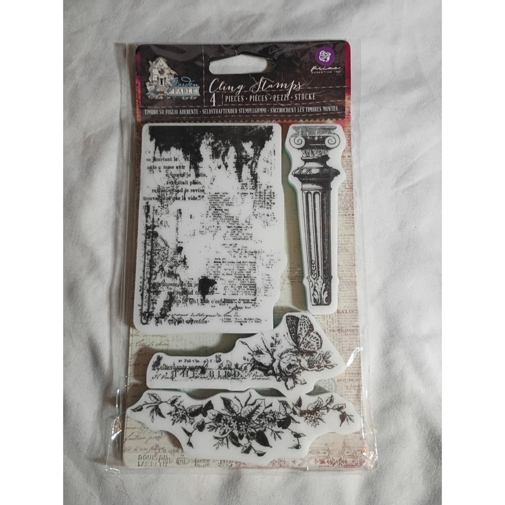Prima Marketing Garden Fable Cling Stamps 4pc Set 579135 Vintage Mixed Media - Picture 2 of 3